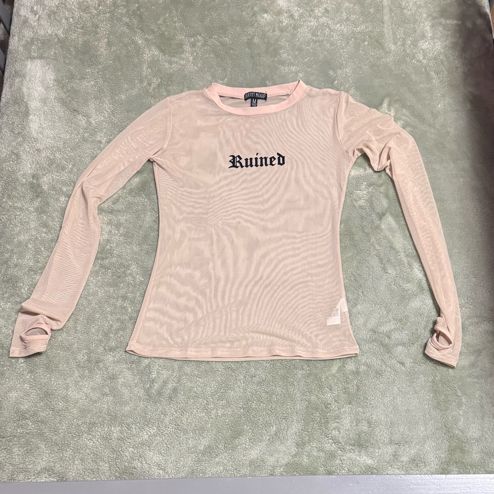 Current Mood Cream Long Sleeve Top